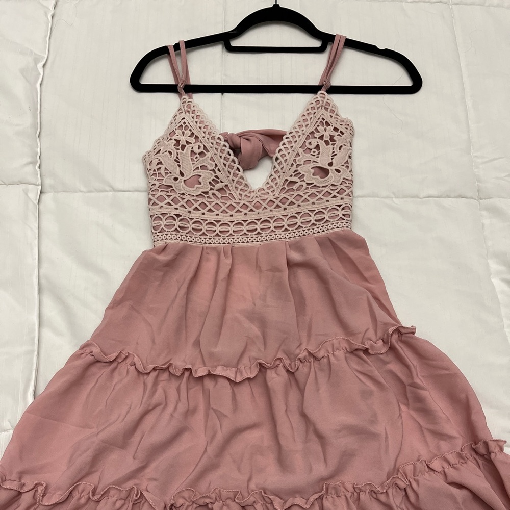 Pink open back short dress